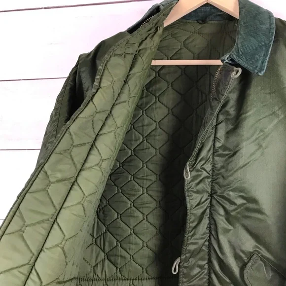 Vintage 1960s Military Field Scovill Corduroy Quilted Lined Jacket